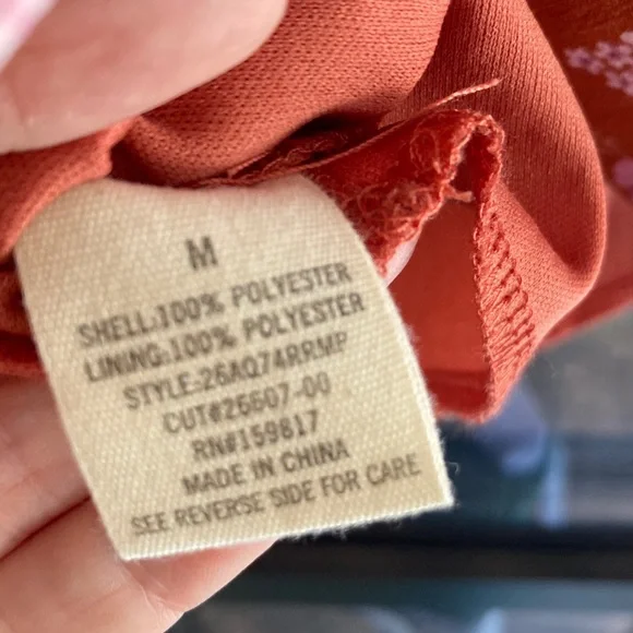 Altar'd State Floral Dark Orange/Clay Lined Dress Sz M NWT $69.95 Retail - Picture 8 of 8